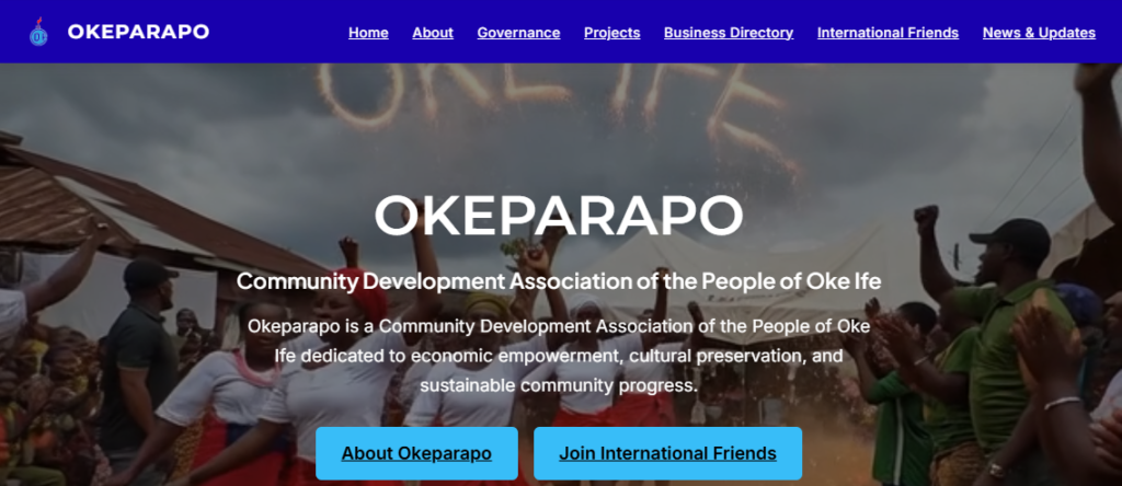 Okeparapo.org website interface